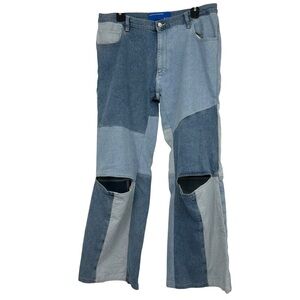 DL1961 x Ksenia Schnaider Zoie Wide Leg Patchwork Jeans Womens 32 Reworked Denim